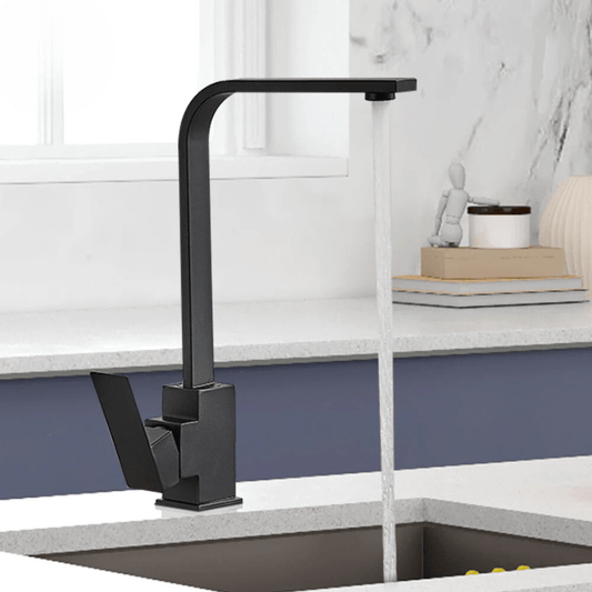 Black Square Kitchen Faucet Chorme/Gold Hot Cold Utility Kitchen Sink Tap 360 Degree Rotation Mixer Deck Mounted Water Taps