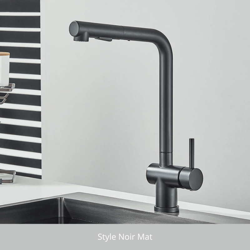 Brushed Nickel Pull Out Kitchen Sink Faucet High Pressure Two Model Stream Sprayer Nozzle Stainless Steel Tap Deck Install Style Noir Mat