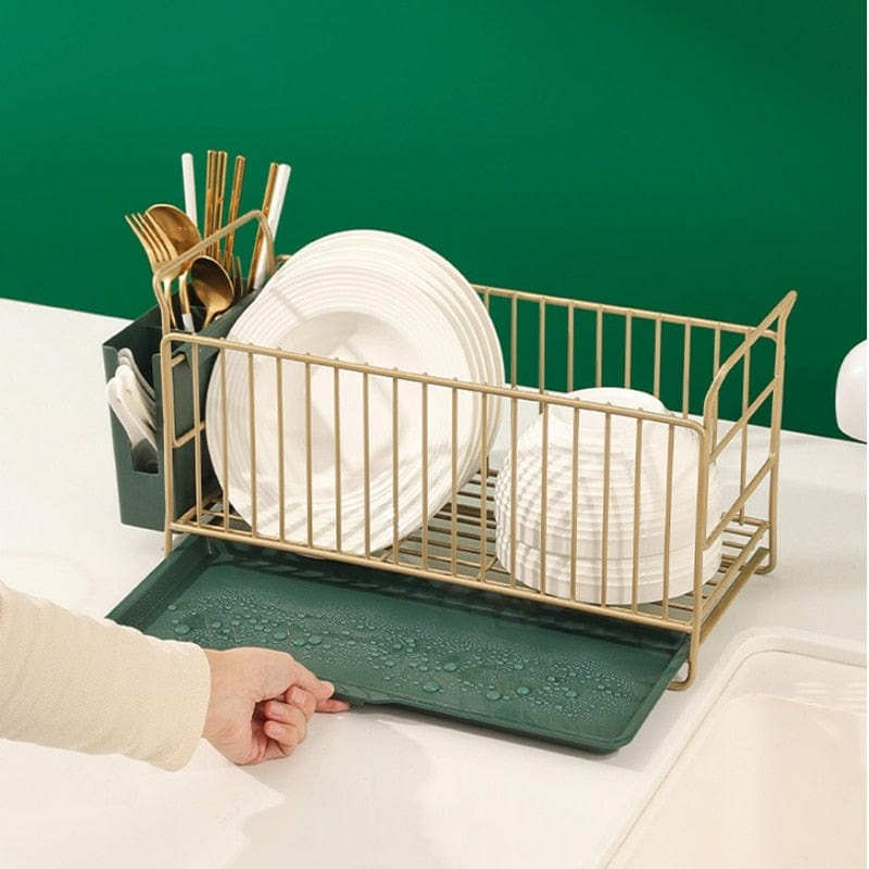 Égouttoir Vaisselle,caisse Grille 41x17.5x22.5 41 x 17.5 x 22.5 / Doré | Vert / Acier & Plastique PP