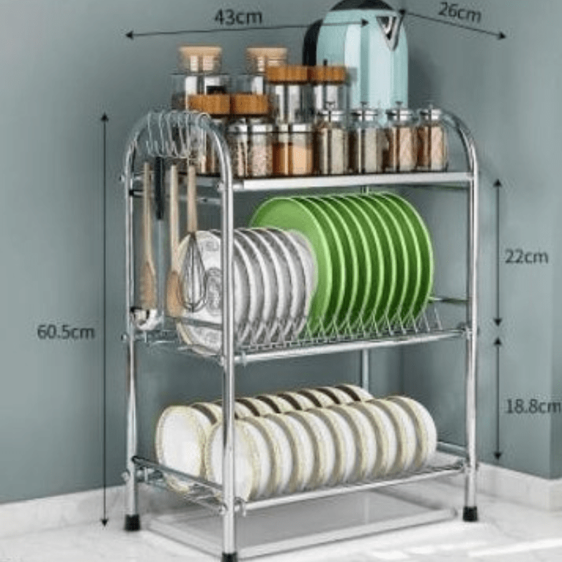 Égouttoir Vaisselle Triple en inox 43x26x60.5 43 x 26 x 60.5 / Gris / Acier Inoxydable