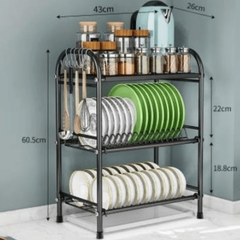 Égouttoir Vaisselle Triple en inox 43x26x60.5 43 x 26 x 60.5 / Noir / Acier Inoxydable