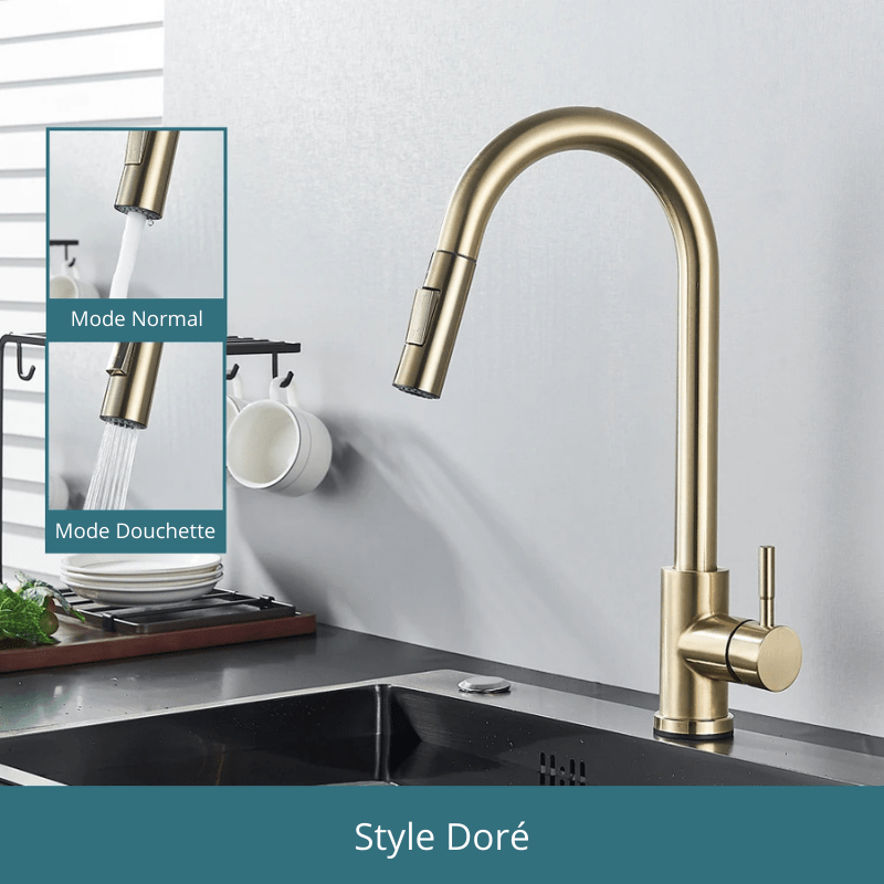 Free Shipping Black Kitchen Faucet Two Function Single Handle Pull Out Mixer  Hot and Cold Water Taps Deck Mounted Style Doré / Acier Inoxydable