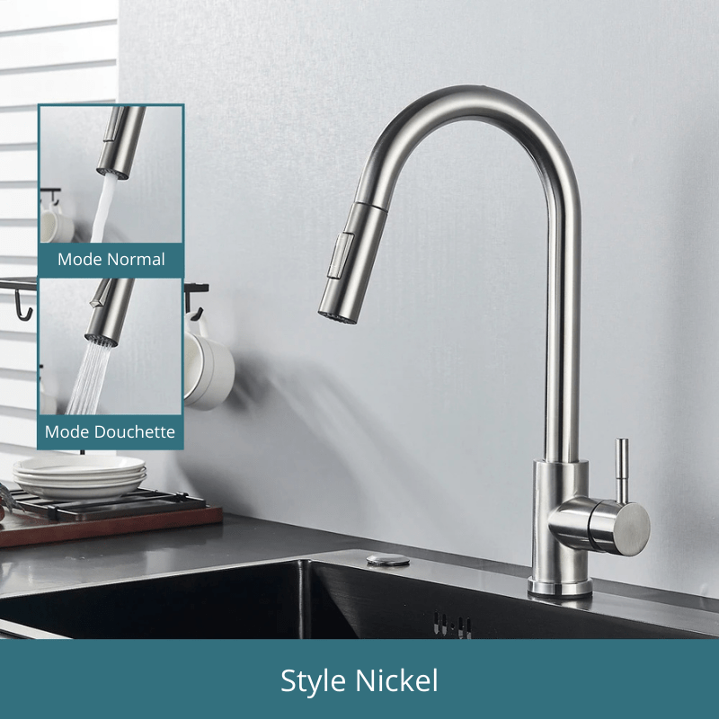 Free Shipping Black Kitchen Faucet Two Function Single Handle Pull Out Mixer Hot and Cold Water Taps Deck Mounted Style Nickel / Acier Inoxydable