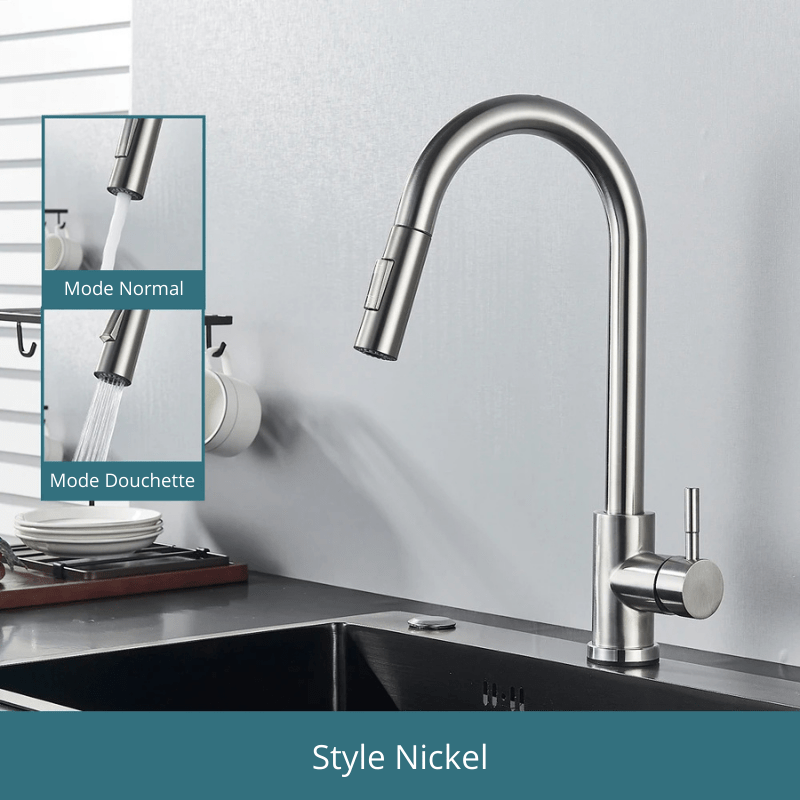 Free Shipping Black Kitchen Faucet Two Function Single Handle Pull Out Mixer  Hot and Cold Water Taps Deck Mounted Style Nickel / Acier Inoxydable