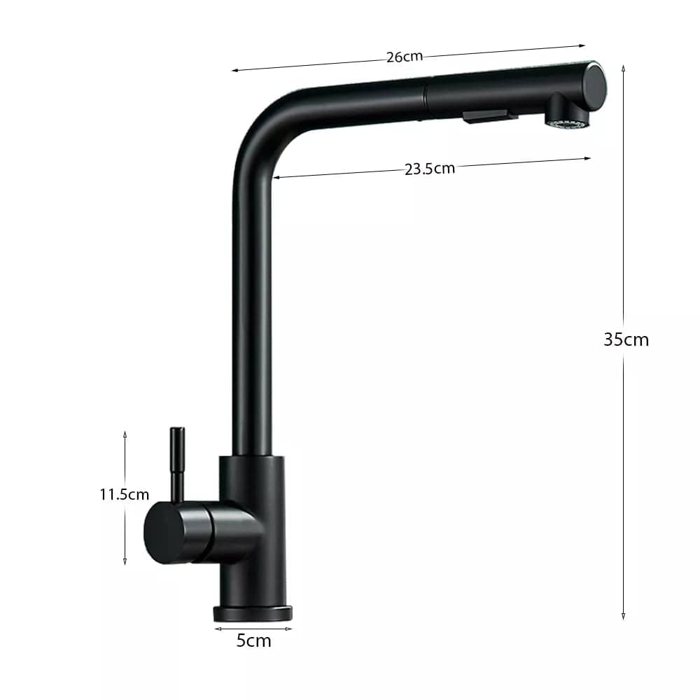 Free Shipping Black Pull Out Kitchen Sink Faucet Two Model Stream Sprayer Nozzle Stainless Steel Hot Cold Wate Mixer Tap Deck