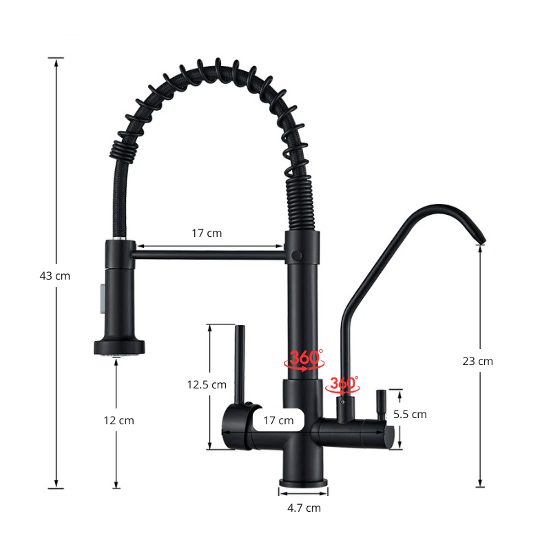 Robinet cuisine 3 voies style professionnel, deux jets !