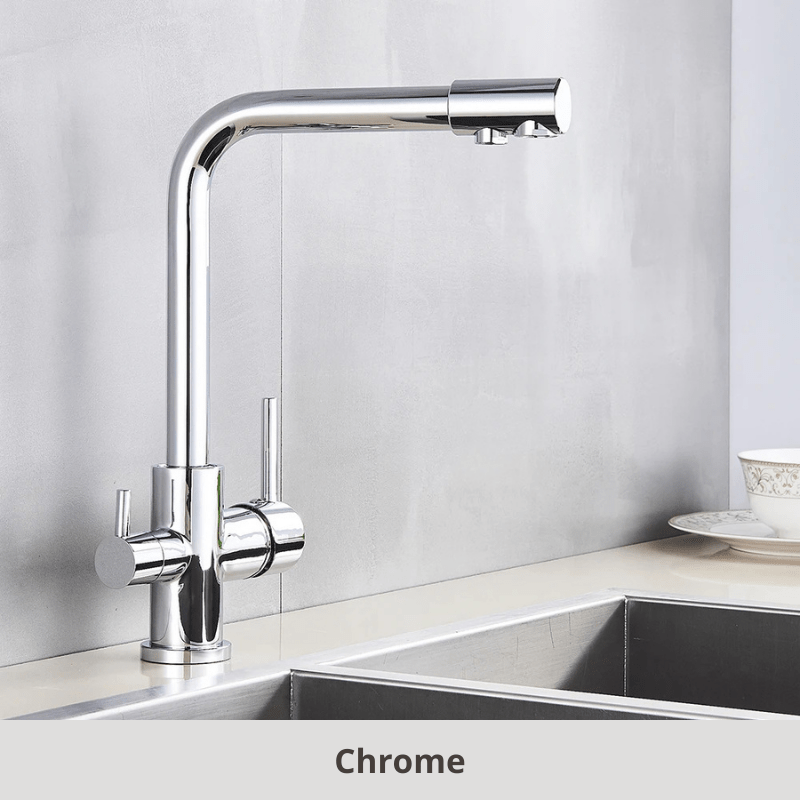 robinet cuisine double jets; 360°, Froid & Chaud ! Chrome / Laiton