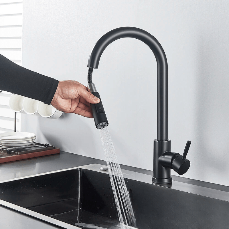Robinet cuisine Inox, tête extensible, double jets !