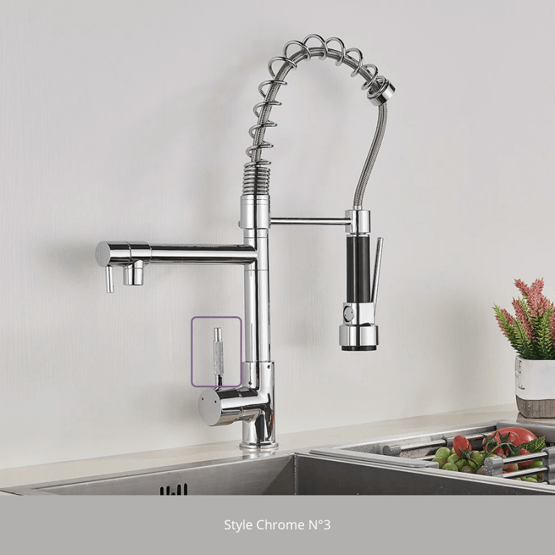 Robinet cuisine style professionnel, deux voies ! Style Chrome N°3
