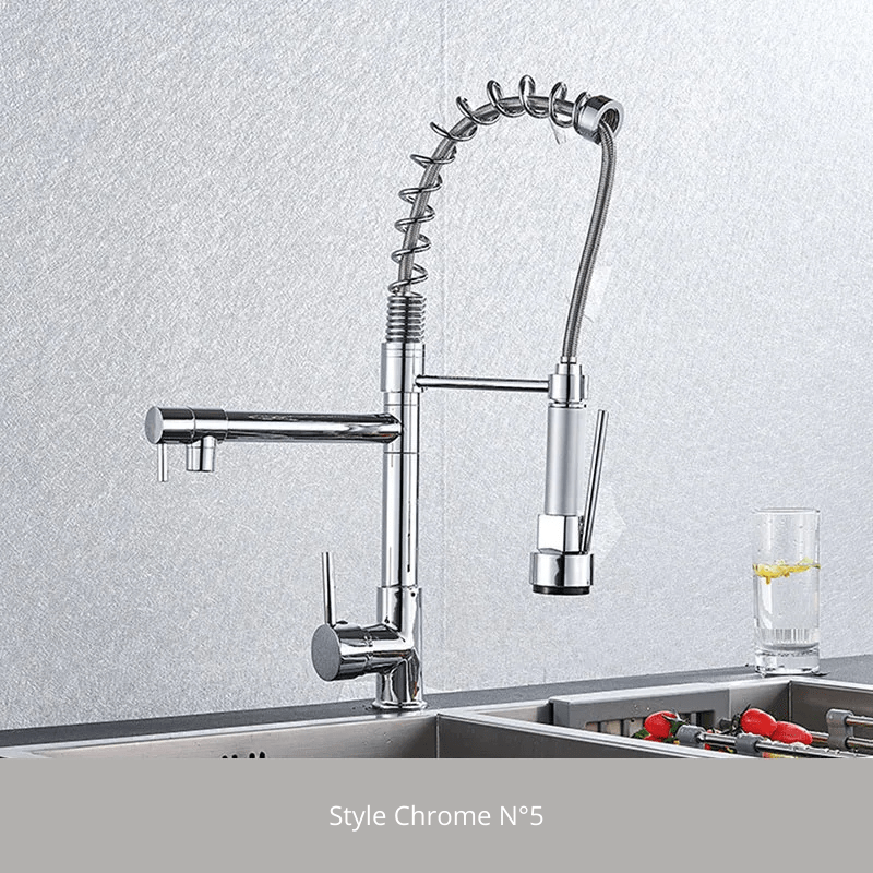 Robinet cuisine style professionnel, deux voies ! Style Chrome N°5