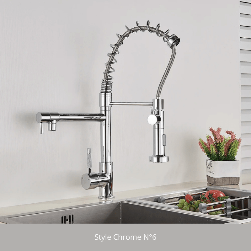 Robinet cuisine style professionnel, deux voies ! Style chrome N°6