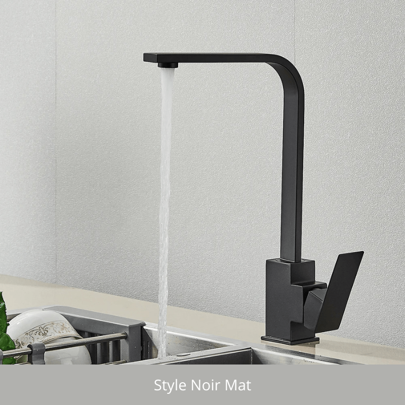 Black Square Kitchen Faucet Chorme/Gold Hot Cold Utility Kitchen Sink Tap 360 Degree Rotation Mixer Deck Mounted Water Taps Matte Black