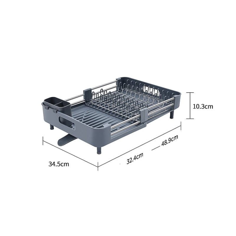 Égouttoir Vaisselle Dépliant Gris en Inox 32.4 à 48.9 x 34.5 x 10.3 / Gris / Acier Inoxydable & Plastique