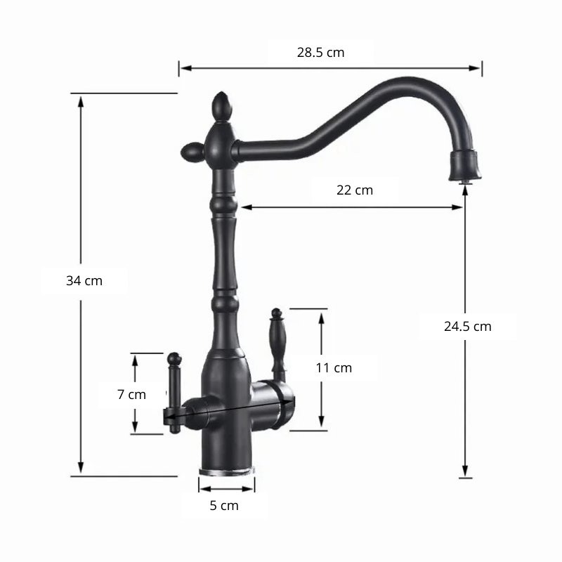 Robinet cuisine 3 voies, vintage,Froid & Chaud, 360°