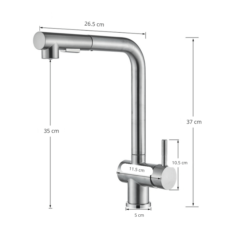 Robinet cuisine acier inox, bec extensible, 2jets !