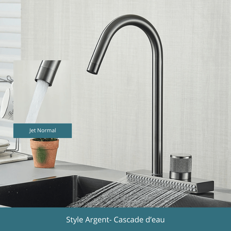 Robinet Cuisine Acier Inox & cascade d'eau ! Style Argent 3 / Acier Inoxydable