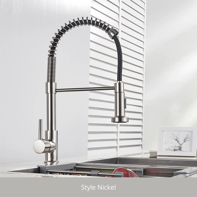 Robinet Cuisine Détachable, double jets, Froid & Chaud ! Style Nickel / Laiton