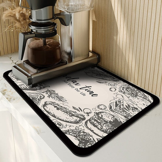 Tapis Egouttoir | Tapis Monochrome Fast Food 30 x 40 / Monochrome